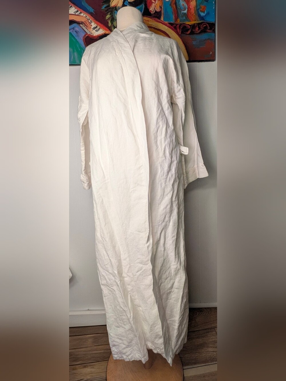 Mungo South Africa Luxury 100% Spun Linen White Dressing Gown Kimono Robe S READ